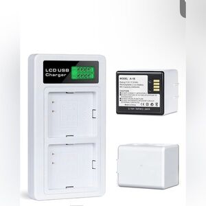 White LCD USB Charger with Battery. 2 Packs Batteries Compatible with Arlo Pro